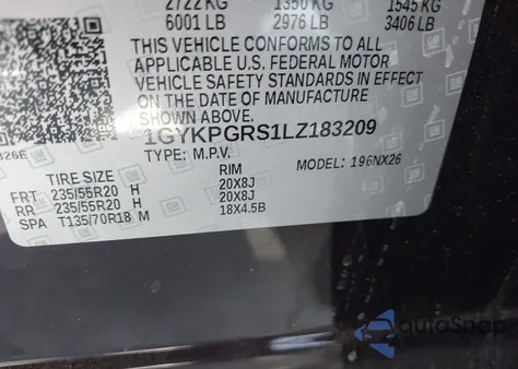 2020 Cadillac Xt6 Awd Sport из США, поврежденный, VIN 1GYKPGRS1LZ183209